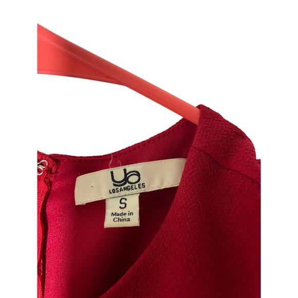 YA LA Valentine's Day Red Ruffle Classy Modest Pencil Special Occasion Dress - Picture 3 of 6